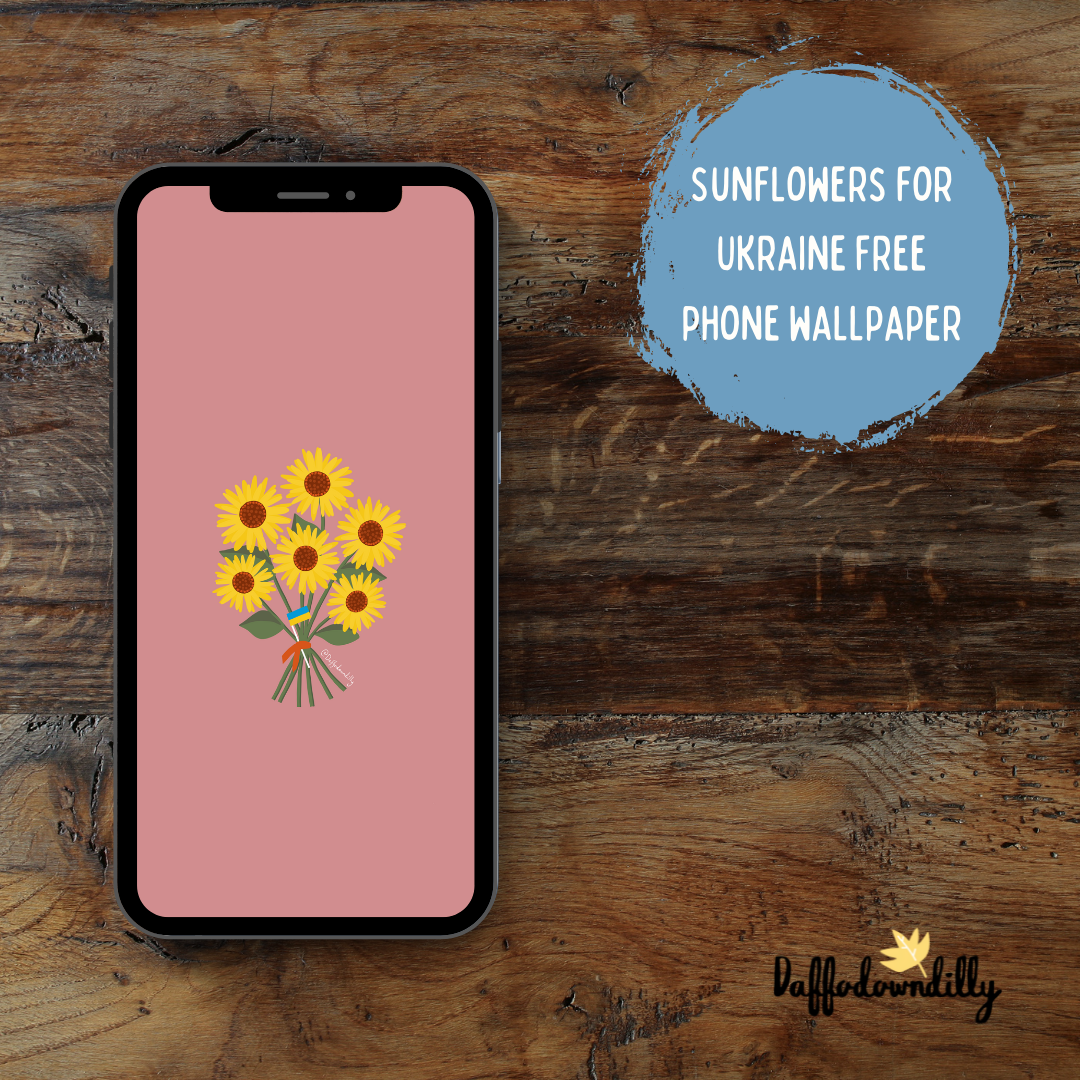 Sunflowers for Ukraine free phone wallpaper - pink background